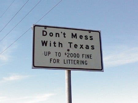 Texas sponsor a highway sign