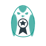 egg shaped bird icon wearing a ribbon to signify trustworthiness
