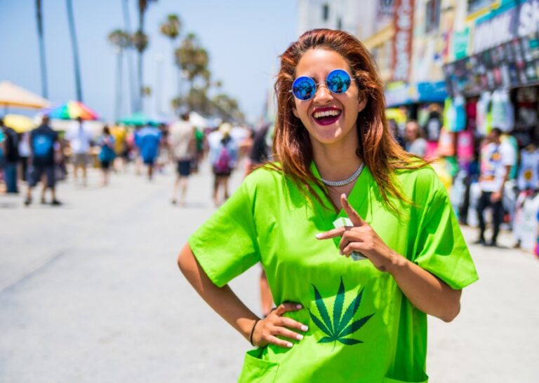 Woman in Weed Shirt
